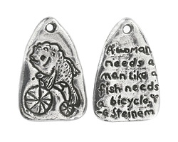 Green Girl Pewter Feminist Fish 18x28mm