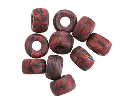 Czech Glass Matte Black & Red Roller 9mm