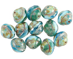 Czech Glass Aquamarine Waters Picasso UFO 10x12mm