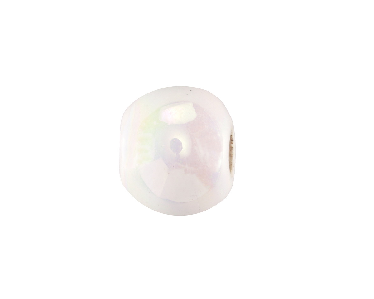 Mykonos Ceramic Iridescent White Rondelle 13x15-16mm