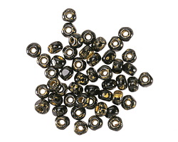 Czech Glass Textured Jet w/ Antique Gold Trica Beads 3x4mm