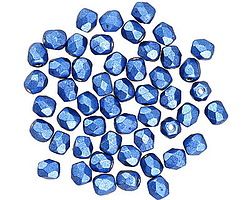 Czech Glass ColorTrends: Saturated Metallic Navy Peony Fire Polished Round 4mm