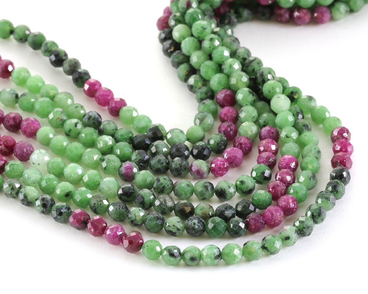 Ruby Zoisite Faceted Rondelle Beads – 5x7.5mm – Green & Pink Gemstone – 75-Piece Strand