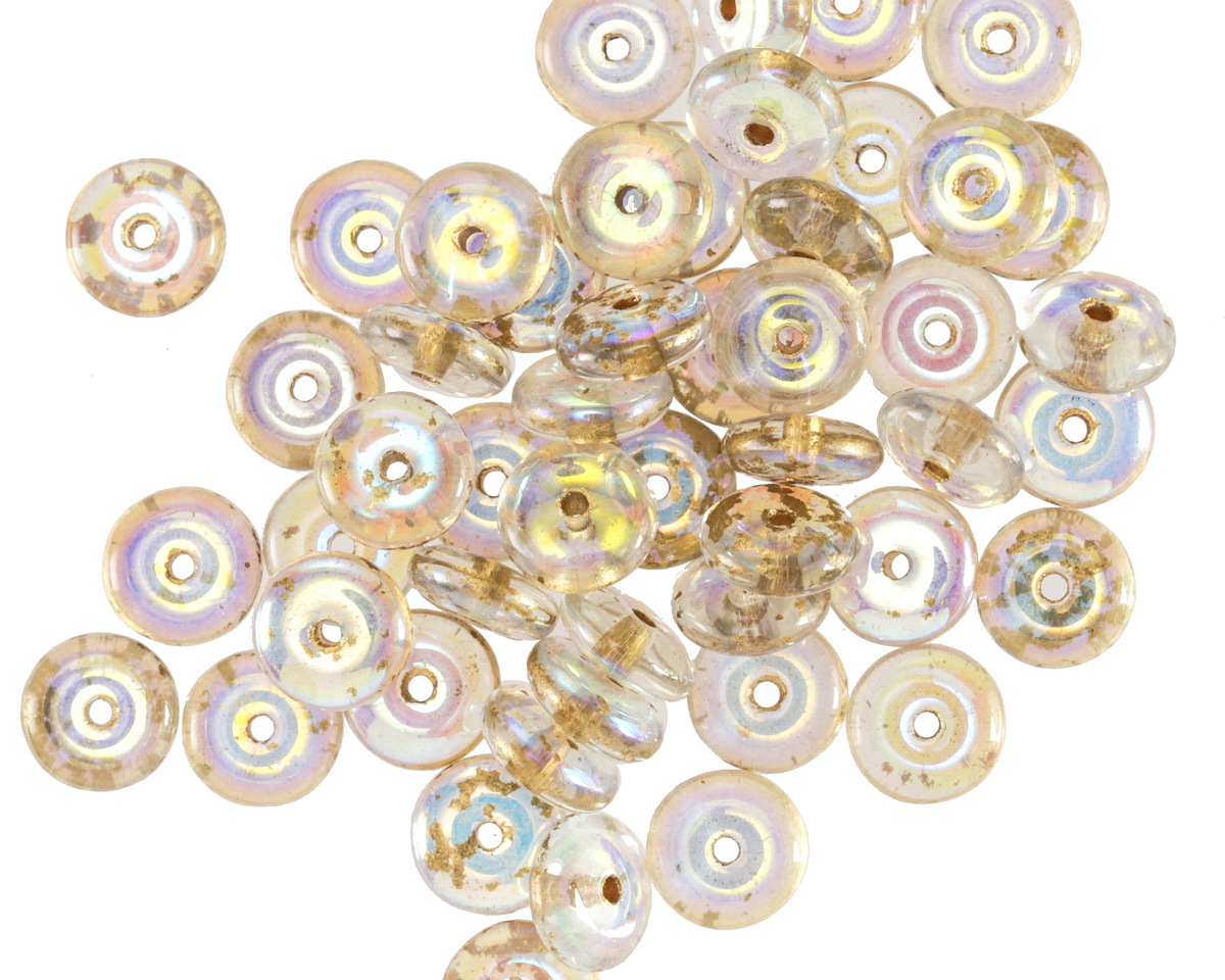 Czech Glass Crystal AB w/ Gold Flecks Spacer 2x6mm