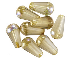 Czech Glass Smoke w/ Mercury AB Finish Faceted Teardrop 15x8.5mm