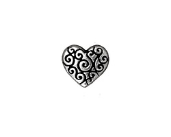 TierraCast Antique Silver (plated) Heart Scroll Bead 10x11mm