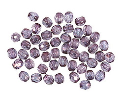 Czech Glass Luster Transparent Amethyst Fire Polished Round 3mm