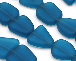 Peacock Blue Beach-Style Glass Flat Freeform 15x13-15mm