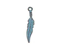 Mykonos Copper (plated) Patina Feather Charm 28mm