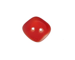Cherry Red Beach-Style Glass Flat Freeform Two Hole Button 15-17x18-22mm