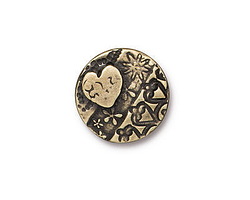 TierraCast Antique Brass (plated) Amor Round Button 16mm