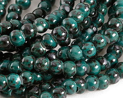 Sea Green w/ Speckles Porcelain Tumbled Rondelle 5x7mm