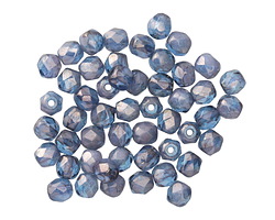 Czech Glass Denim Opal Luster Fire Polished Round 4mm