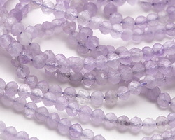 Lavender Amethyst (AA) Diamond Cut Faceted Round 3-3.5mm