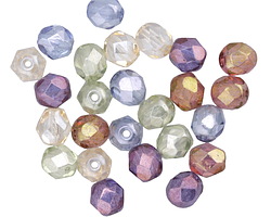 Czech Glass Luster Mix Fire Polished Round 6mm