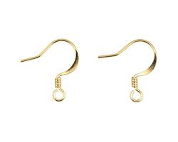 Gold (plated) Flat Earwire w/ Coil 10x17mm