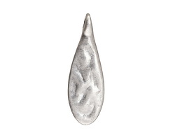 Antique Silver (plated) Large Hammered Long Drop Focal 15x45mm