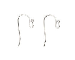 Silver (plated) Earwire w/ Ball 11x21mm (100 pieces)