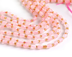 Rose Quartz (A) Microfaceted Rice 6x4mm Beads