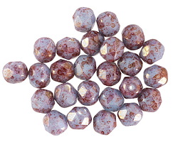 Czech Glass Thistle w/ Golden Hyacinth Luster Fire Polished Round 6mm