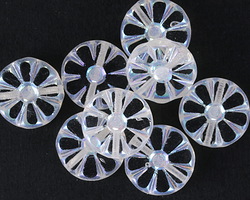 Czech Glass Crystal AB Flower Window Coin 12mm