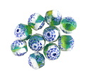 Czech Glass Fresh Mint w/ Cobalt Wash Lantern 8mm