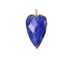Lapis Faceted Heart Pendant w/ Gold Finish 13x20mm