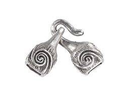 Mykonos Antique Silver (plated) Boxy Swirl Hook and Eye Clasp Set, 24x11mm Hook, 20x11mm Eye