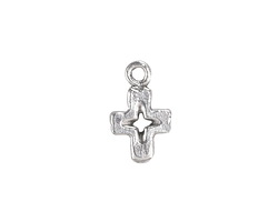 Mykonos Antique Silver (plated) Simple Cross Charm 11x18mm