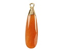 Red Aventurine Faceted Puff Teardrop Focal w/ Gold Finish 9x28mm
