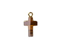 Tiger Eye Faceted Cross Focal w/ Gold Finish 10x15mm