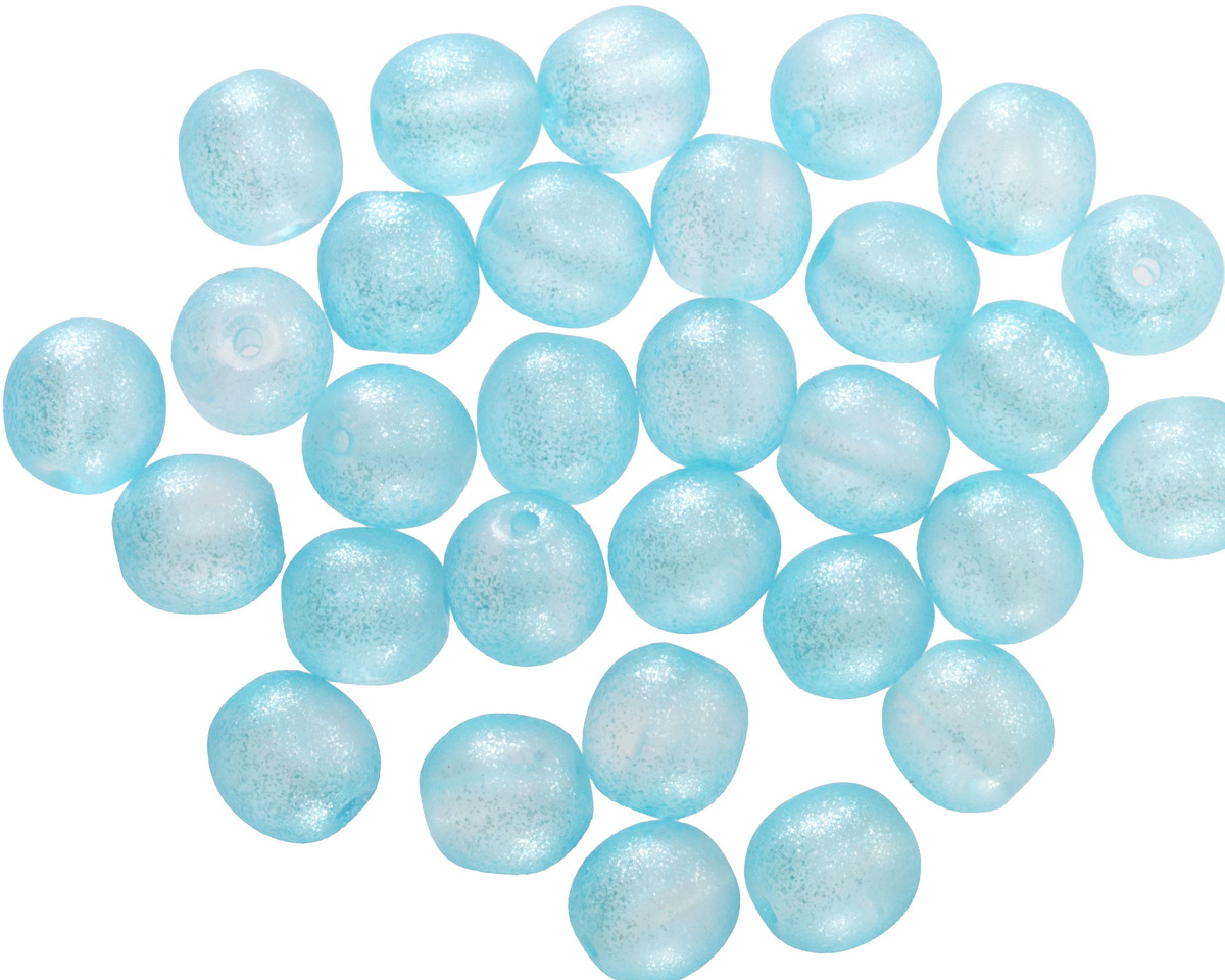 Czech Glass Matte Luster Metallic Sky Blue Round Druk 6mm