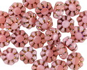 Czech Glass Marbled Pink w/ Metallic Rainbow Cactus Flower 9mm