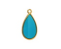 24K Gold (Plated) Transparent Turquoise Resin Drop Focal 13x23mm
