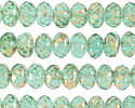 Czech Glass Aquamarine w/ Gold Flecks Fire Polished Rondelle 6x9mm