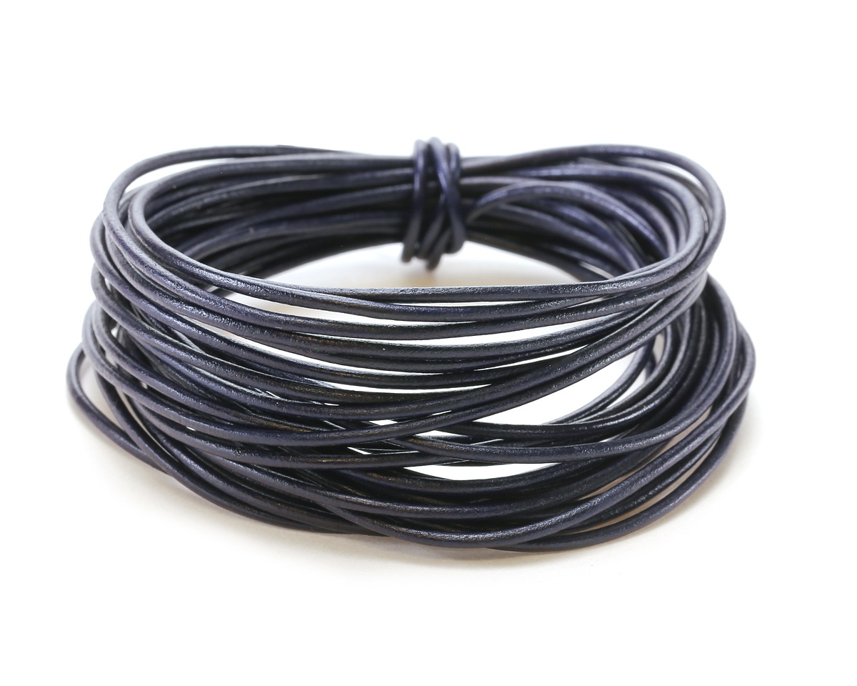 Navy Blue Round Greek Leather Cord 1.5mm, 16 feet