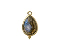 Labradorite w/ Gold Finish Faceted Teardrop Focal 12x21mm