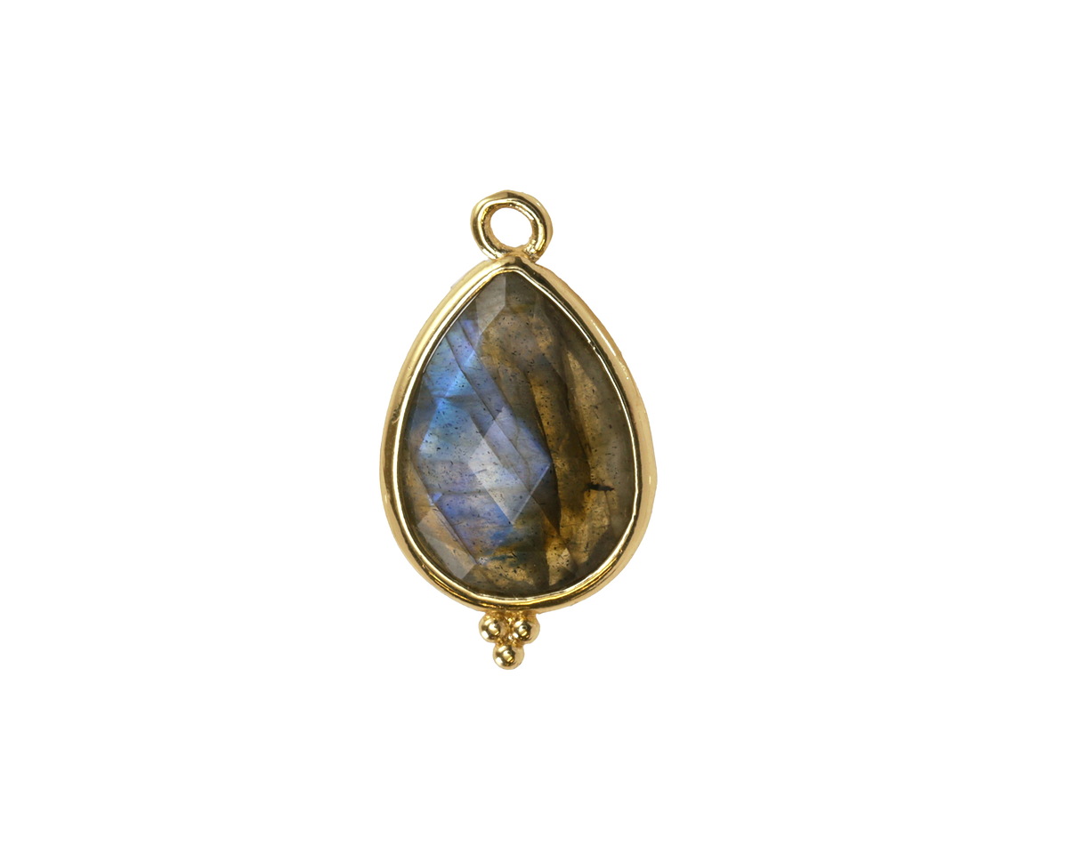 Labradorite w/ Gold Finish Faceted Teardrop Focal 12x21mm