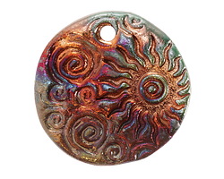 Xaz Raku Flash Sun and Swirling Crescent Moon Medallion Focal 44-46mm