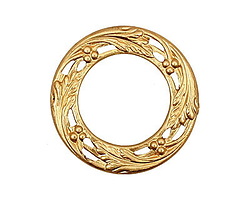 Brass Small Berry & Leaf Ring 27mm