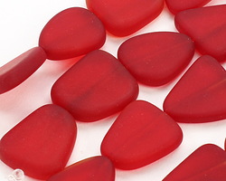 Cherry Red Beach-Style Glass Flat Freeform 21-23x18-20mm