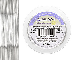 Artistic Wire Tarnish Resistant Silver 28 gauge, 40 yards