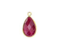 Ruby (enhanced) Faceted Teardrop in Gold Vermeil 11x19mm