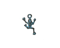 Mykonos Copper (plated) Patina Tiny Frog Charm 11x18mm
