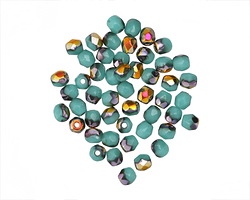 Czech Glass Blue Turquoise Metallic AB Fire Polished Round 3mm