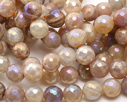 Peach Moonstone w/ AB Luster Faceted Round 10mm