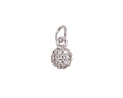 Clear Pave CZ Stainless Steel Orb Charm 6x12mm