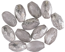 Czech Glass Textured Crystal w/ Silver Fire Polished Rice 12x8mm