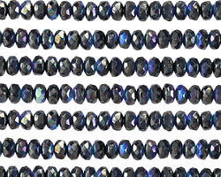 Czech Glass Metallic Lustered Jet AB Fire Polished Rondelle 2.5x4mm