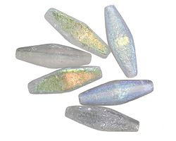 Czech Glass Matte Textured Black Diamond AB Rhombus 20x8mm